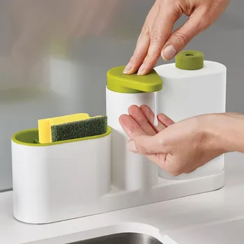 המטבח Soap Dispenser עם ספוג מחזיק בקבוק, קרם ידיים וסבון נוזלי תת-הביקבוק מדף אמבטיה מטבח, גאדג ' ט